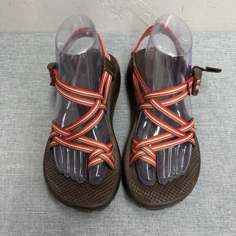 Chaco Z/2 Yampa Sandals Womens 8 Brown Red Double Strap Toe Loop Vibram Hiking